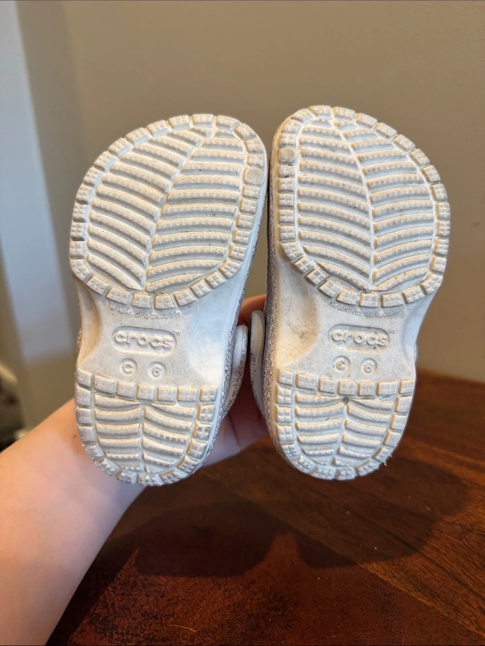 CROCS Kids Classic Glitter Clog - Sparkling White